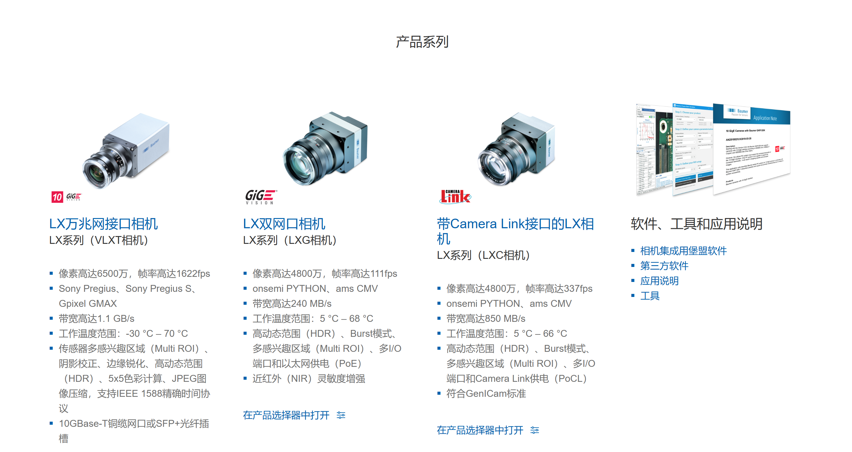 堡盟工业相机LX系列